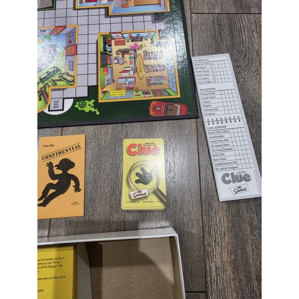Vintage 2002 The Simpsons Clue 2nd Edition Board Game Parker Brothers Complete
